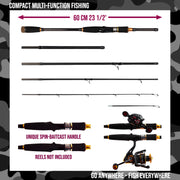 Predator Max. The Predator's Big Brother. Unique Spin-Baitcast Rod + Unique Micro Trigger + Rod Extension = 4 lengths & Cast Weights