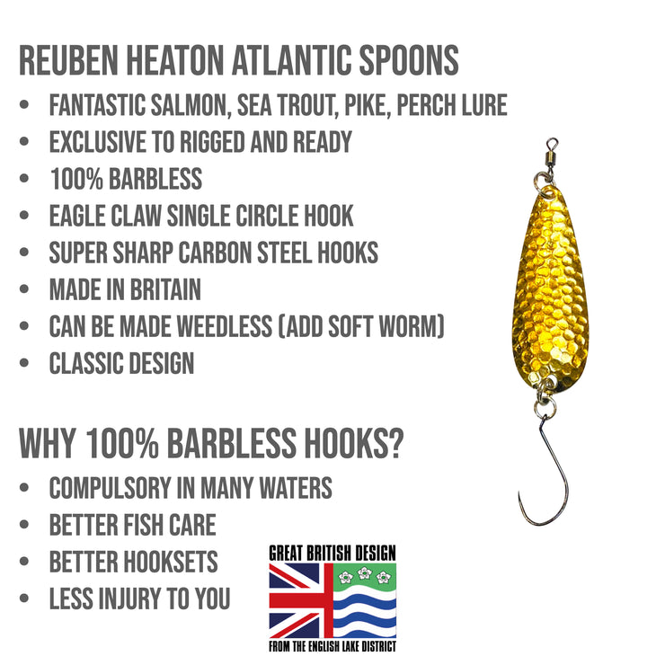 Barbless Fishing Spoons Set 10g (x4) Exclusive the Rigged and Ready
