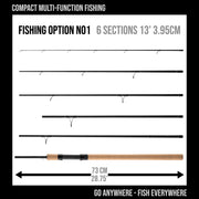 2-IN-1 Float Travel Rod. 6 or 5 Sections. 13” 3.95cm or 11” 3.35cm + Tube