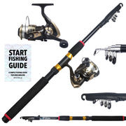 K-Fish Telescopic Fishing Rod + Reel Combo + line. 6’ 11” (2.1m)  + Fish Guide