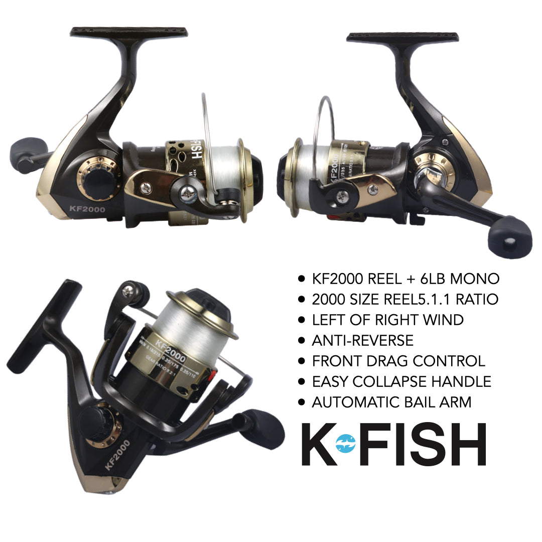 K-Fish 2000 Fishing Reel. Steel bodied 3 bearings 5.2.1 ratio