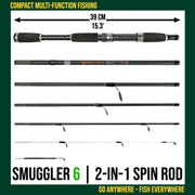 Smuggler 6 Travel Rod & Case +2 tips. 215+190cm Rod Options