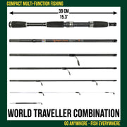 World Traveller Rod-Reel-Case + 2 tips 215+190cm Rod Options