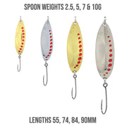 Barbless Spoons 16 Small Premium Fishing Spoons Set Fish Rig 100% Barbless