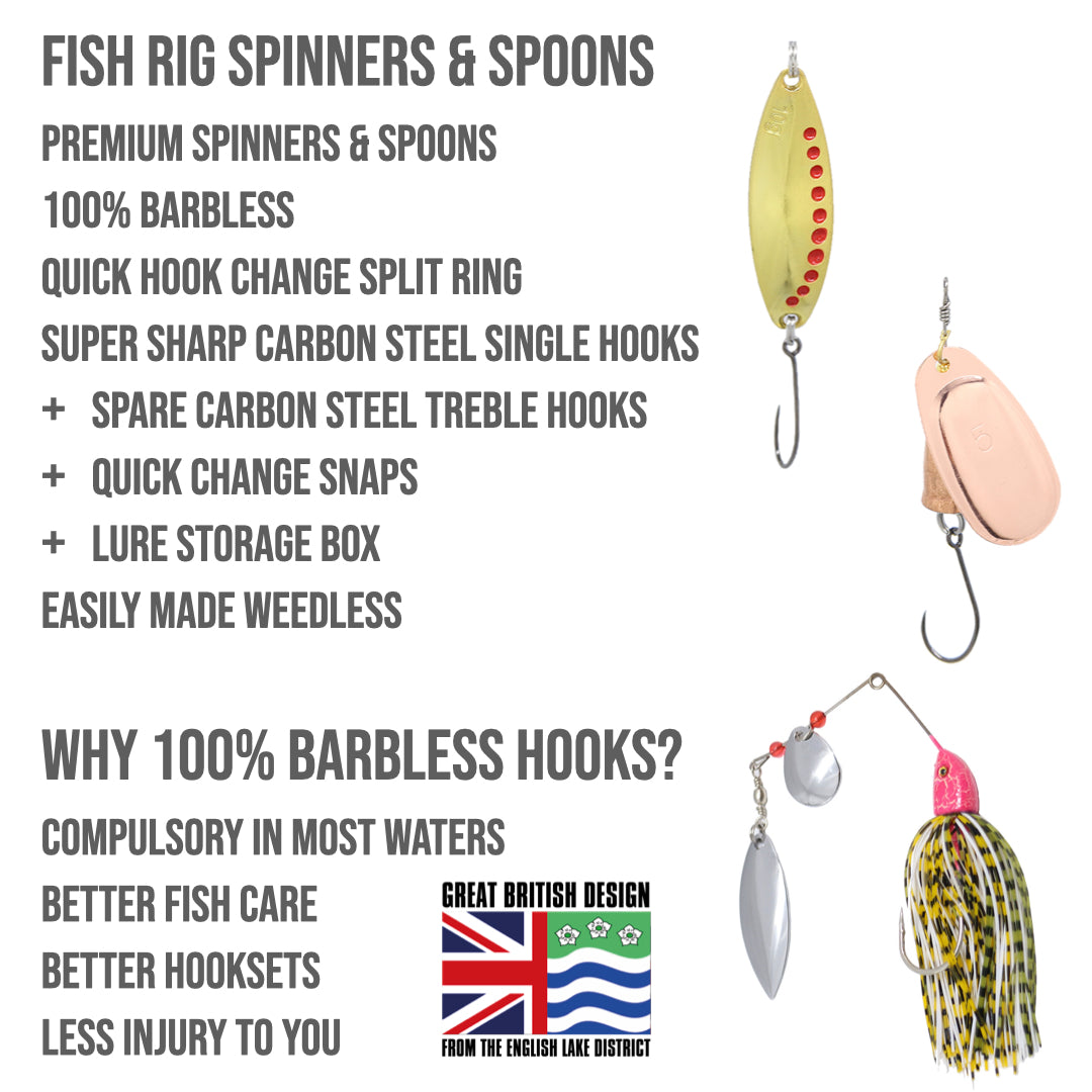 12 Large Premium Spinners & Spoons Set Fish Rig 100% Barbless