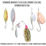 Barbless Spinners and Spoons. 12 Large Premium Set Fish Rig 100% Barbless