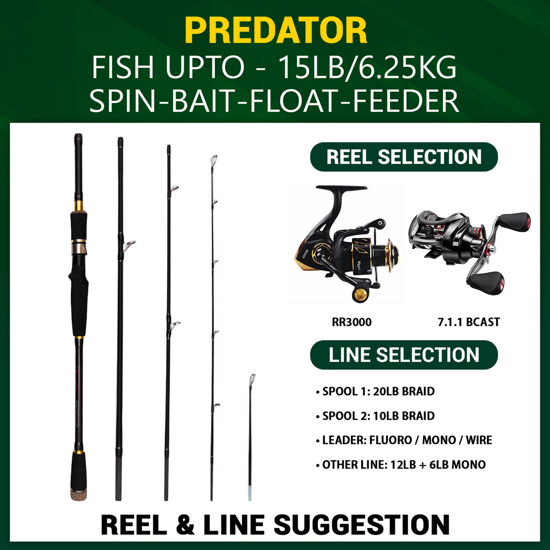 Rigged and Ready Predator Cast-Spin Unique Fishing Rod