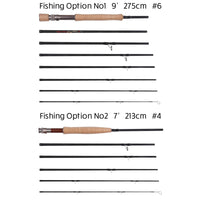 FLY 2-IN-1 Travel Fly Rod. 2 Handles. Hi-Modulus Carbon 8 Sections 9ft #6 + 7ft #4