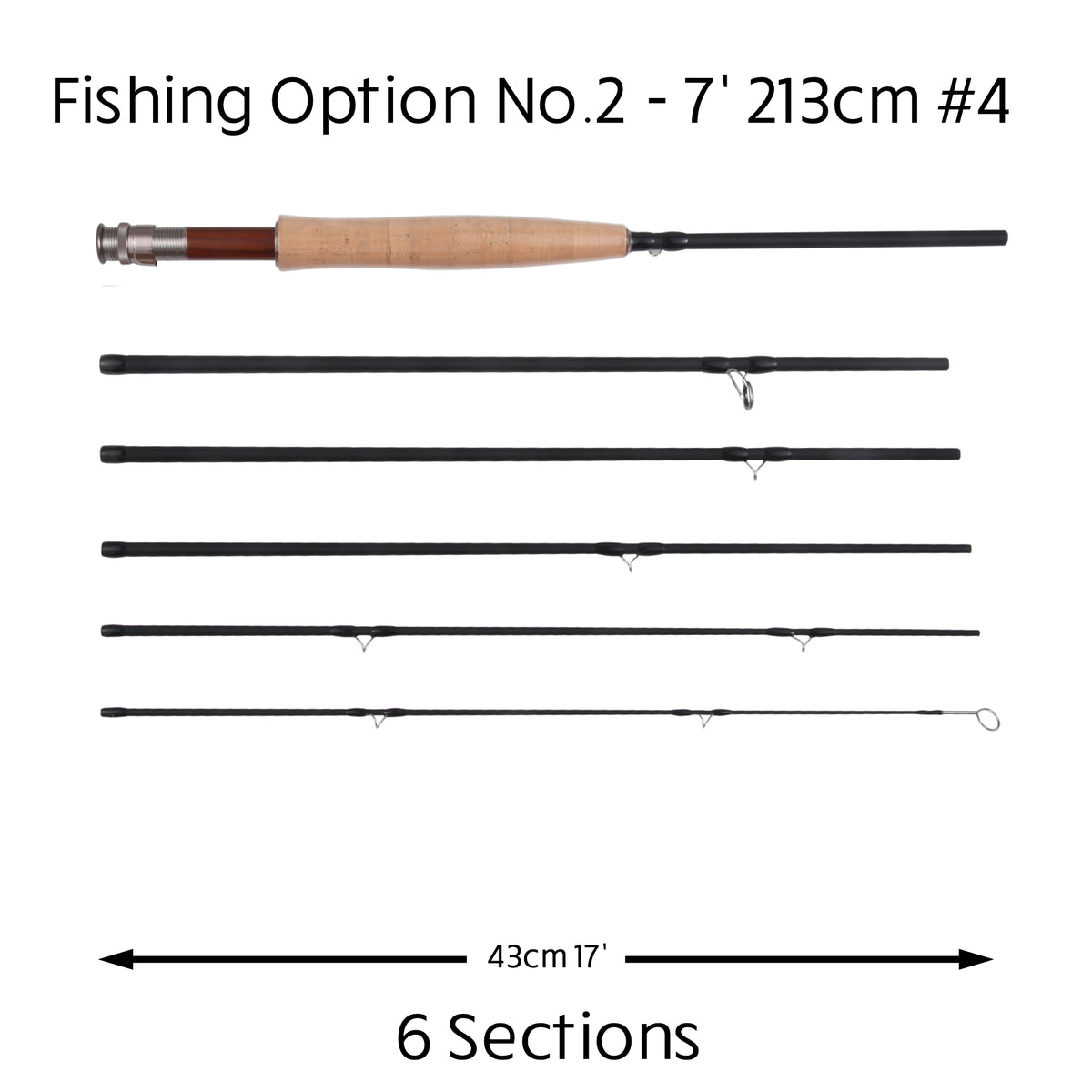 FLY 2-IN-1 Travel Fly Rod. 2 Handles. Hi-Modulus Carbon 8 Sections 9ft #6 + 7ft #4