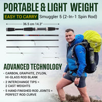 Smuggler 5 Compact Travel Rod & Case + 2 Tips 140+160cm Rod Options