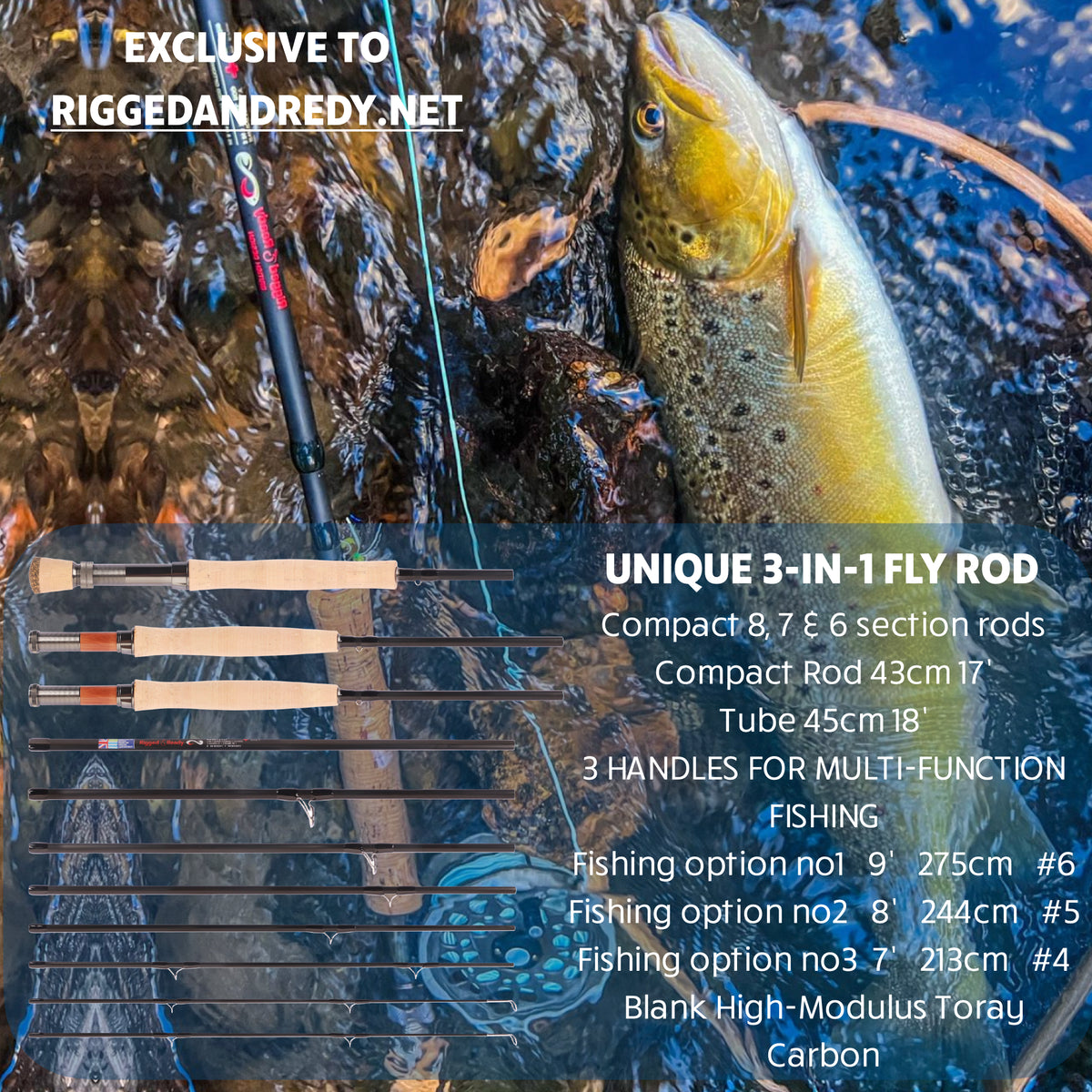 Infinite Limited Edition 3-IN-1 Travel Fly Fishing Rod – 10th Anniversary Exclusive 3 Handles. 3 Fly Rod Options. Only 10 Made Worldwide.