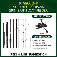 X Max Fishing Rod Combination. Multi-Function Powerful Predator & Carp, Spin, Feeder, Float Rod, Reel and Case