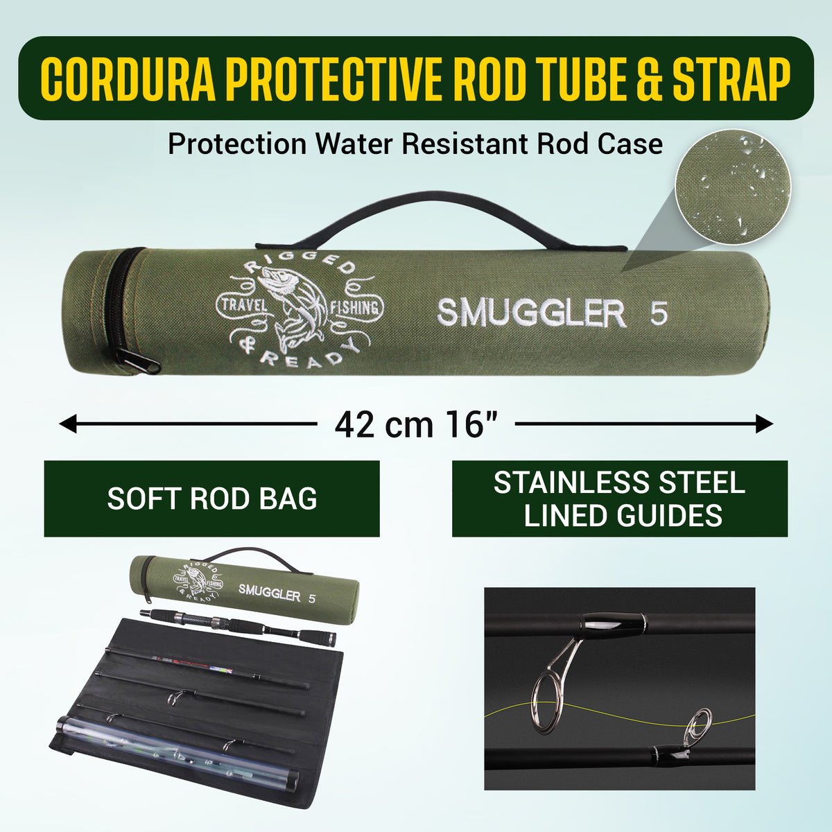 Smuggler 5 Compact Travel Rod & Case + 2 Tips 140+160cm Rod Options