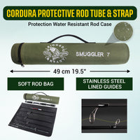 Smuggler 7 Powerful Compact Travel Rod + 2 tips. 215cm 7' + 190cm 6'3" fishing options