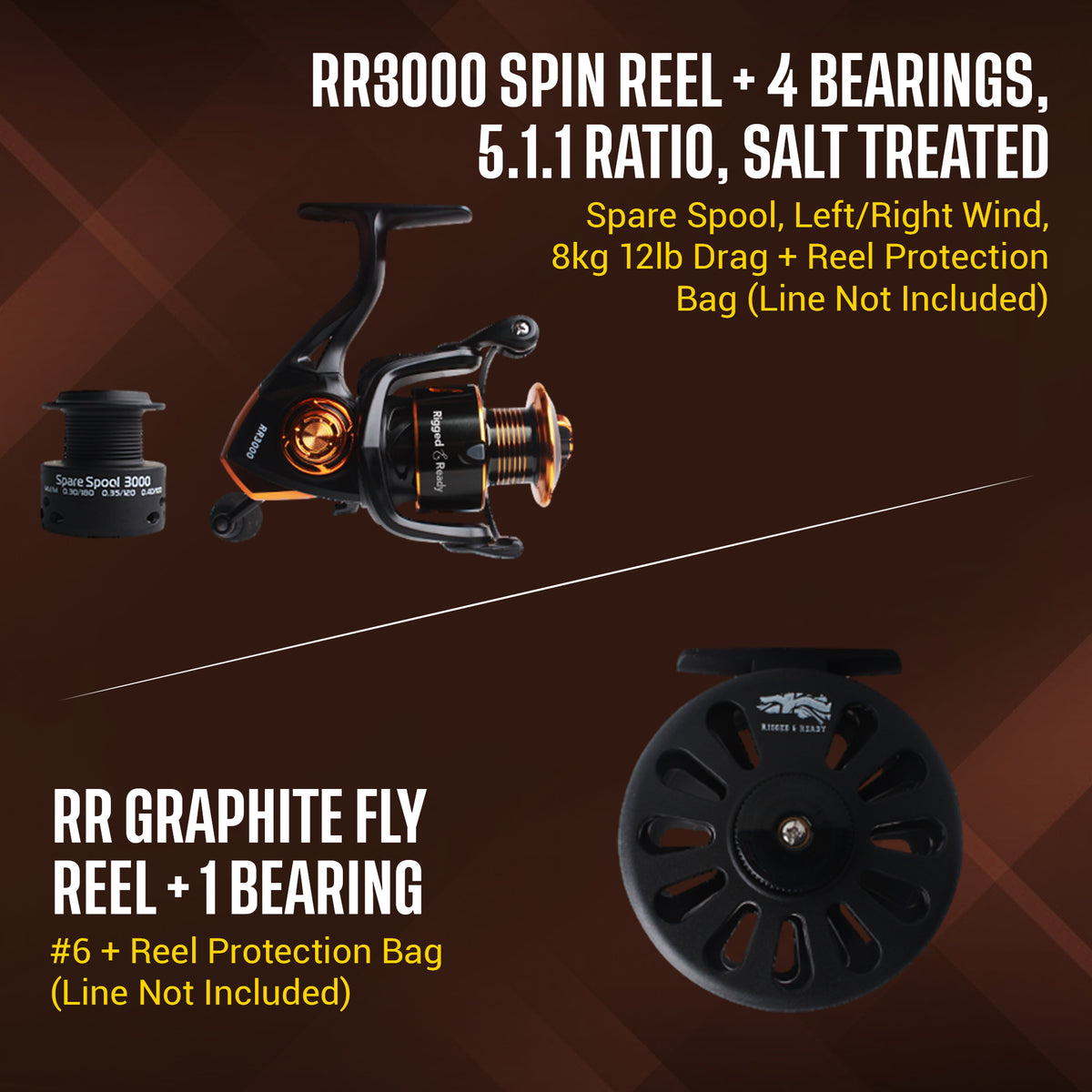 X5 Combination Travel Fishing Rod, 2 Reels and Case. Spin-Fly. 1 Rod 2 lengths 220cm 7'3, 190cm 6'3" 5 Techniques.