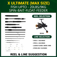 X Ultimate. Compact Spinning-Baitcast-Fly Travel Fishing Rod. 25-in-1 Combination Rods