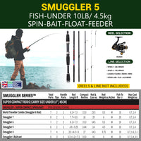 Smuggler 5 Compact Travel Rod & Case + 2 Tips 140+160cm Rod Options