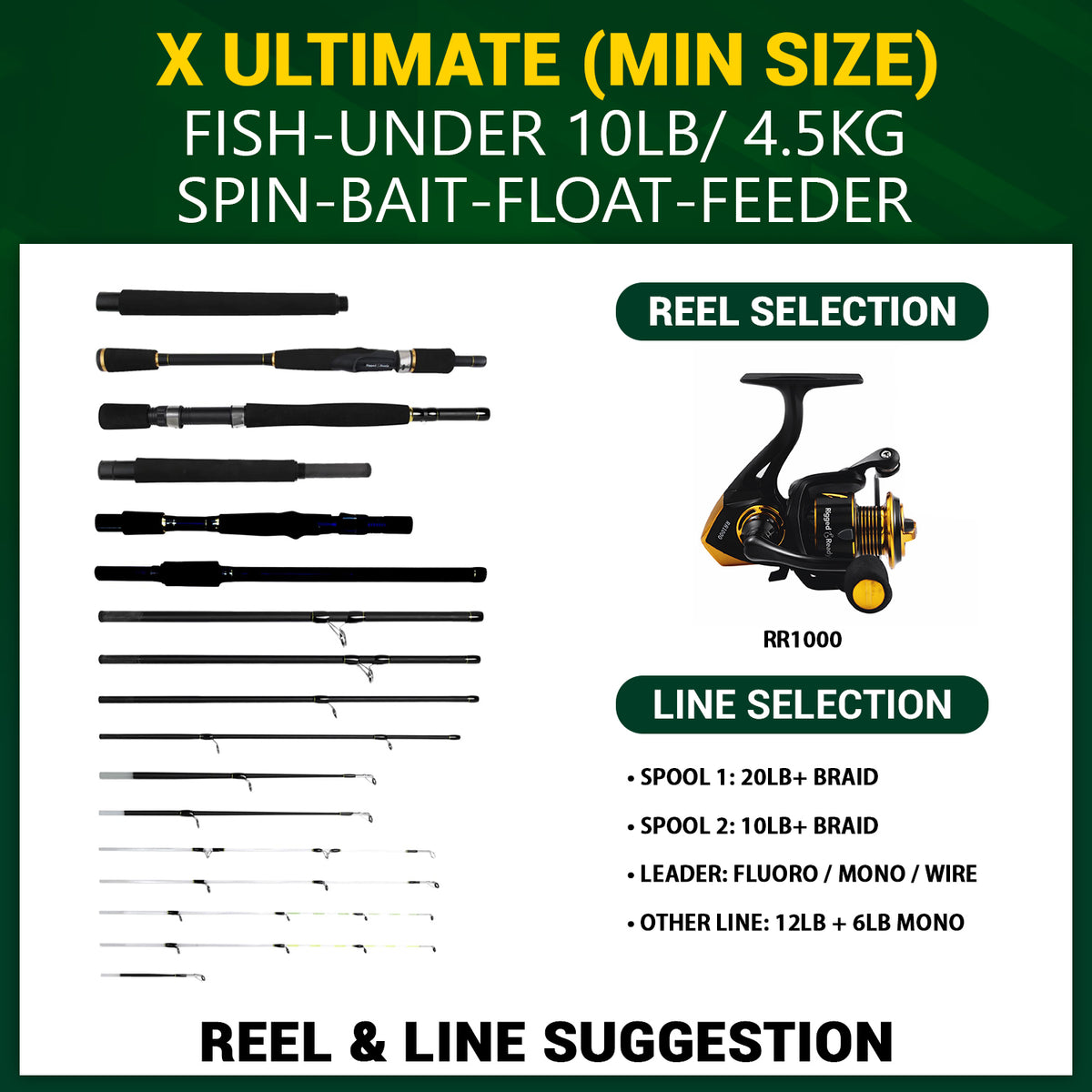 X Ultimate. Compact Spinning-Baitcast-Fly Travel Fishing Rod. 25-in-1 Combination Rods