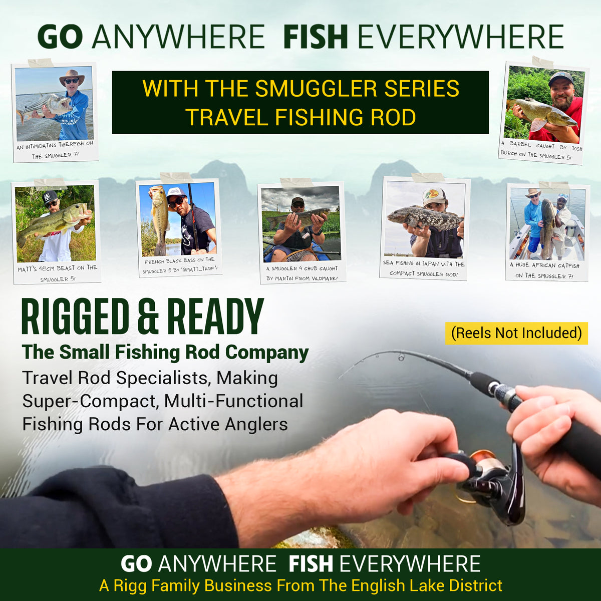 Smuggler 7 Powerful Compact Travel Rod + 2 tips. 215cm 7' + 190cm 6'3" fishing options