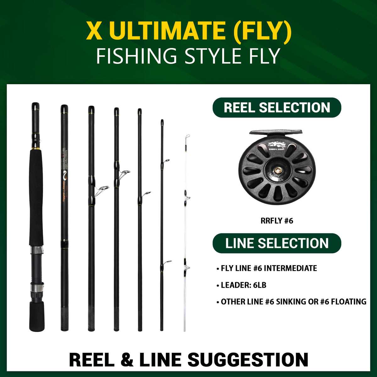X Ultimate. Compact Spinning-Baitcast-Fly Travel Fishing Rod. 25-in-1 Combination Rods