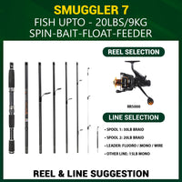 Smuggler 7 Powerful Compact Travel Rod +2 tips. 260+235cm fishing options