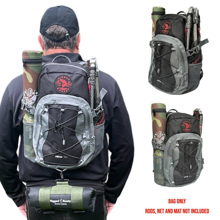 The Travel Fishing Rucksack - 30 L. Ideal for Rigged and Ready Rods. NEW COLOUR