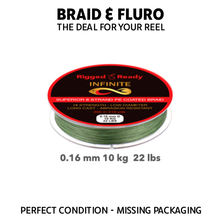 BRAID 10KG 22LBS X 200M THE DEAL FOR YOUR REEL OFFER - MISSING PACKAGING - BC