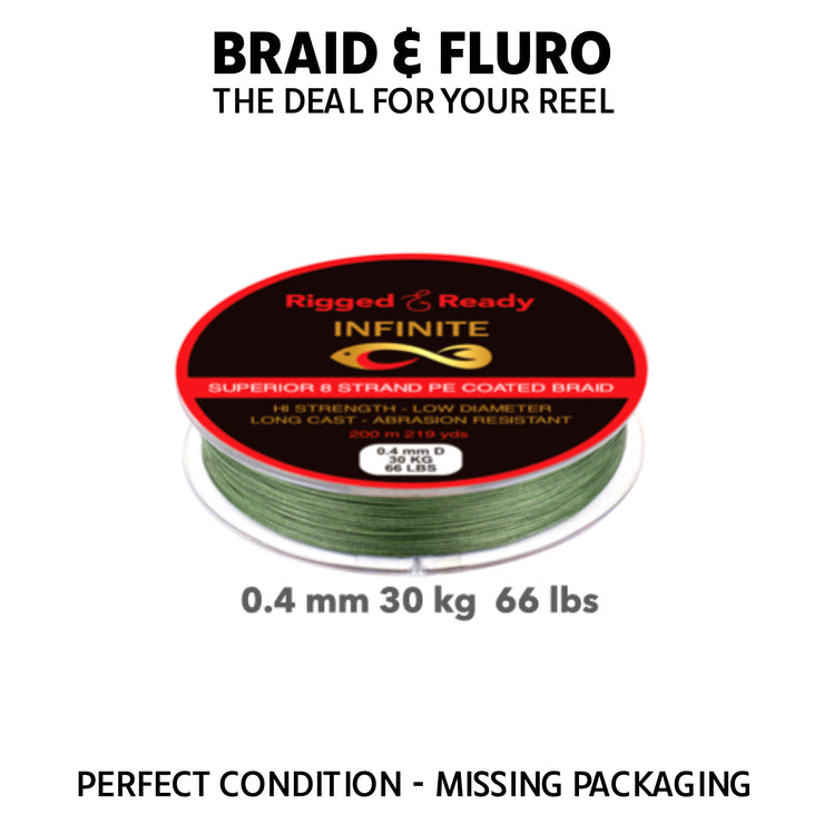 BRAID 30KG 66LBS X 200M THE DEAL FOR YOUR REEL OFFER - MISSING PACKAGING - BE