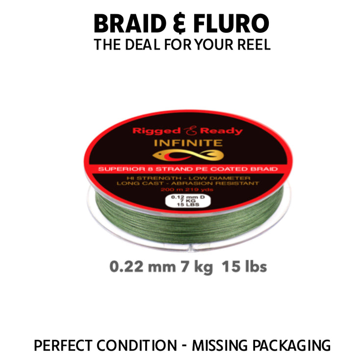 BRAID 7KG 15LBS X 200M THE DEAL FOR YOUR REEL OFFER - MISSING PACKAGING - BB