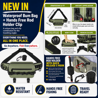 Waterproof Tackle Bag + Hands-Free Rod Holder Clip (waistbag or backpack)