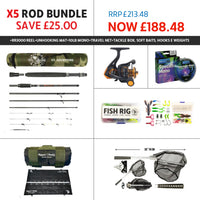 SPECIAL DEAL SAVE £25 – X5 ROD + RR3000 REEL, UNHOOKING MAT, NET, 8LB MONO LINE & MIXED SOFT LURE RIG