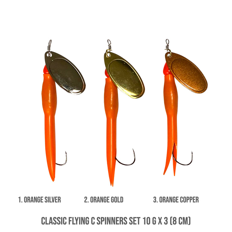 FLYING C SET ORANGE 10g (x 3) BARBLESS-  EXCLUSIVE TO RIGGED AND READY