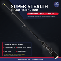 STEALTH MICRO FISHING ROD  Ultra-compact, Super-strong 50cm Travel Fishing Rod