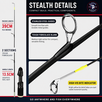 STEALTH MICRO FISHING ROD  Ultra-compact, Super-strong 50cm Travel Fishing Rod