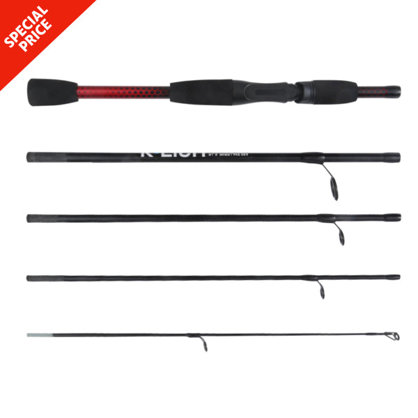 K Fish Rucksack Rod Spin. 5'7" 170cm 5 Section Rod + Soft Case. 2OG C Weight