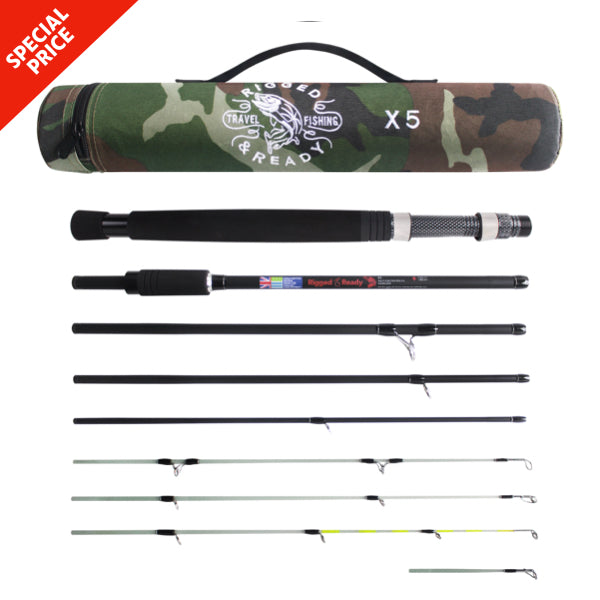 X5 Fishing Rod. Multi-Function, Super-Compact Spin-Fly Travel Rod. 1 rod 5 fishing techniques. 2.2m (7’3") + 1.9m (6'3) lengths
