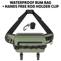 Waterproof Tackle Bag + Hands-Free Rod Holder Clip (waistbag or backpack)