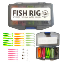 Fish Rig – Soft T-Tail Minnow Lure Kit+4 Tungsten Jigs–28 Piece Fishing Tackle Set