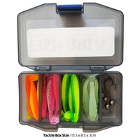 Fish Rig – Soft T-Tail Minnow Lure Kit+4 Tungsten Jigs–28 Piece Fishing Tackle Set