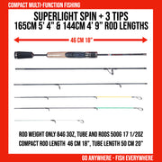 Fish Rig 165 Super-Light Rod +3 tips. 165 cm 5’4” + 144 cm 4’9” Options+