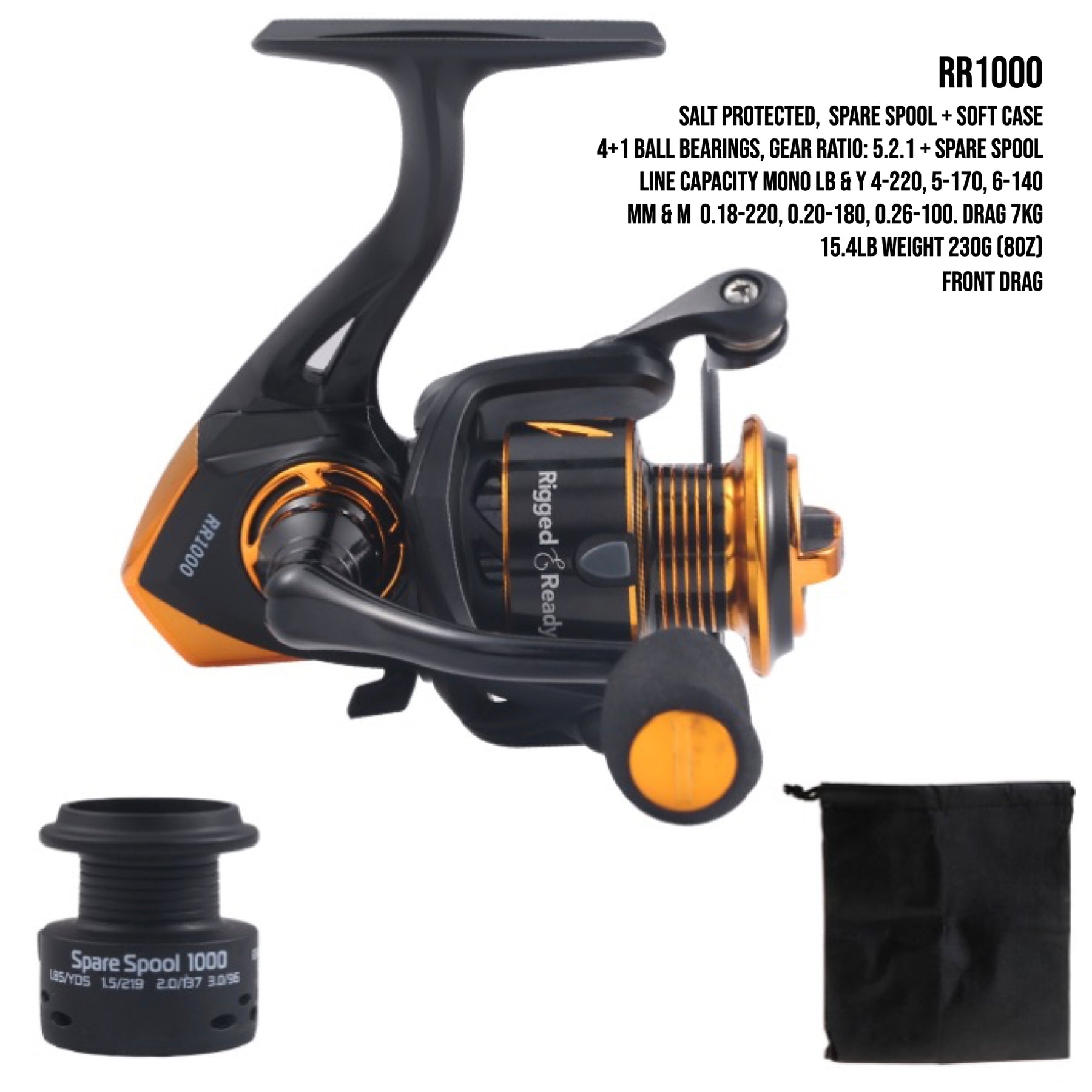 Fish Rig 165 Super-Light Rod, Reel, Case Combo+3 tips. 165 cm 5’4” + 1