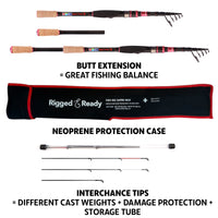 Fish Rig Super Max Telescopic Fishing Rods, 3 Tips, 9’5”/8’9”, Travel Fishing Rod, Tele Rod for Lure, Carp, Feeder, Ledger & All-Round Fishing