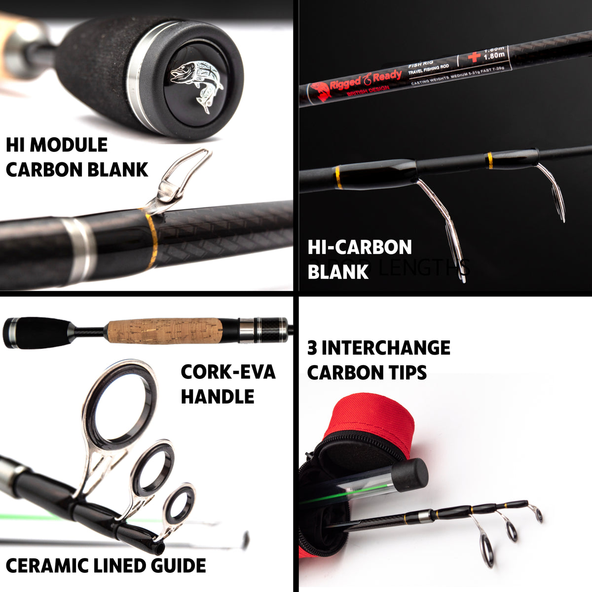 Fish Rig 180. Super Lightweight Tele. One Rod 180 5' 11"  & 160cm 5' 4" Lengths +3 Tips