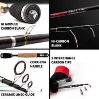 Fish Rig 180. Super Lightweight Tele. One Rod 180 5' 11"  & 160cm 5' 4" Lengths +3 Tips