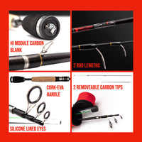 Fish Rig 180. Super Lightweight Tele Rod 180 5' 11"  & 160cm 5' 4" Options + 3 Tips