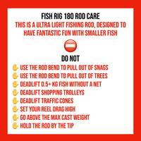 Fish Rig 180. Super Lightweight Tele Rod 180 5' 11"  & 160cm 5' 4" Options + 3 Tips