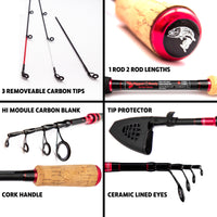 Fish Rig Max. Spin Telescopic Powerful Rod. One Rod 240cm 8' & 220cm 7' 3" Lengths +3 tips