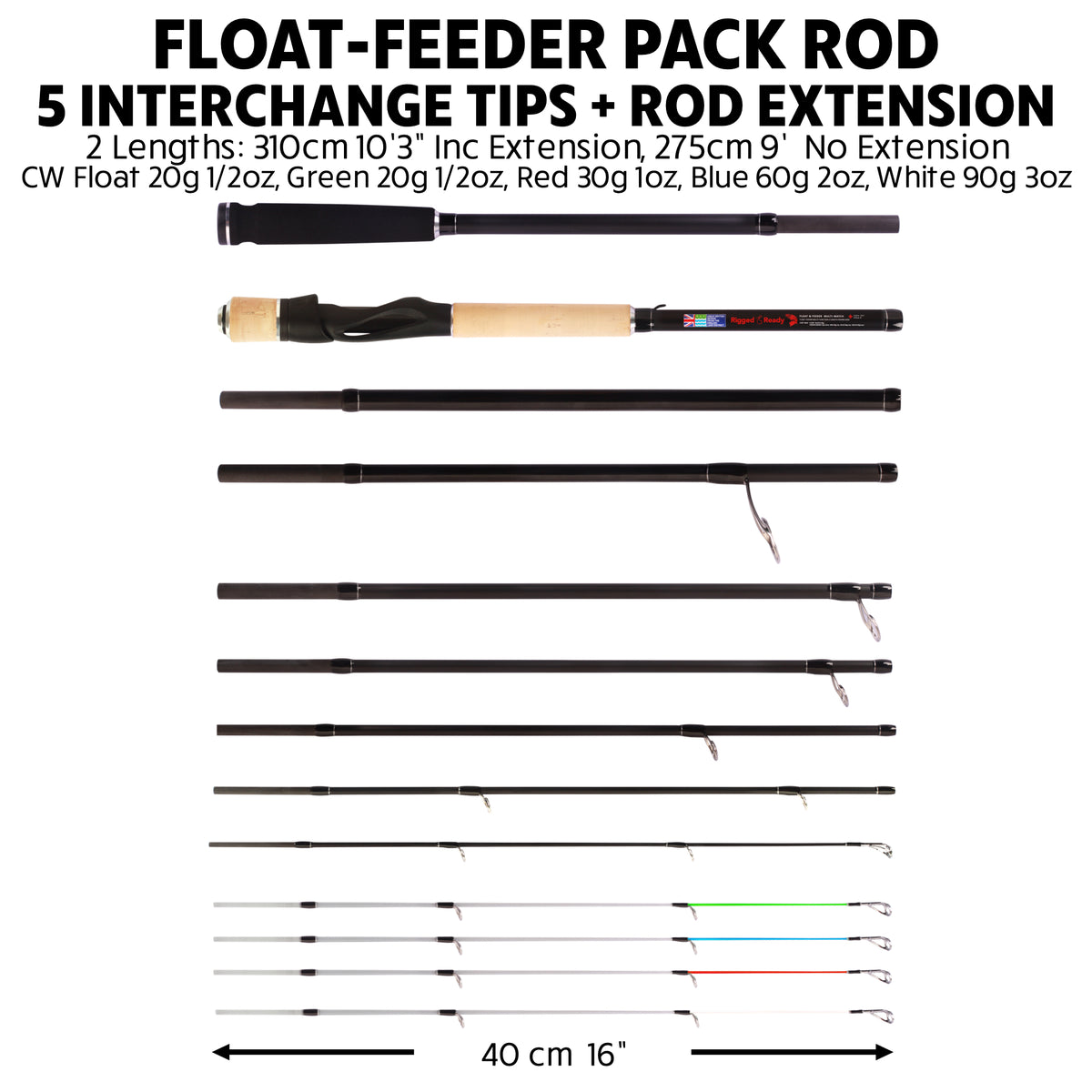 Float-Feeder Super Compact Travel Pack Rod – 2 Lengths, 5 Tips + Extension