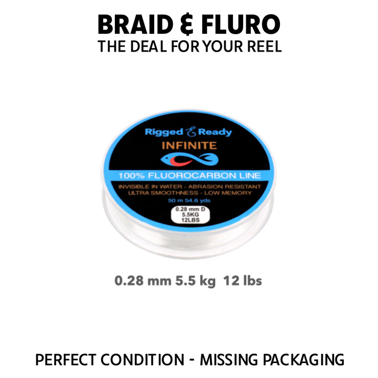 FLUROCARBON 5.5K 12lbs x 50m - DAMAGED PACKAGING - Infinite 100% fluorocarbon fishing line leader line FC