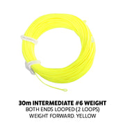 #6 Premium Intermediate Fly Line. Double Looped. Weight Forward. WF6I. YELLOW